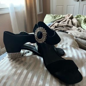 Maybe worn once rhinestone heel and velcro buckle Jeffrey Campbell, 9 1/2 shoe.